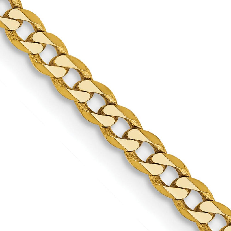 14K Yellow Gold 24-Inch 2.3mm Flat Beveled Curb Chain with Lobster Clasp by Oro Pregiato