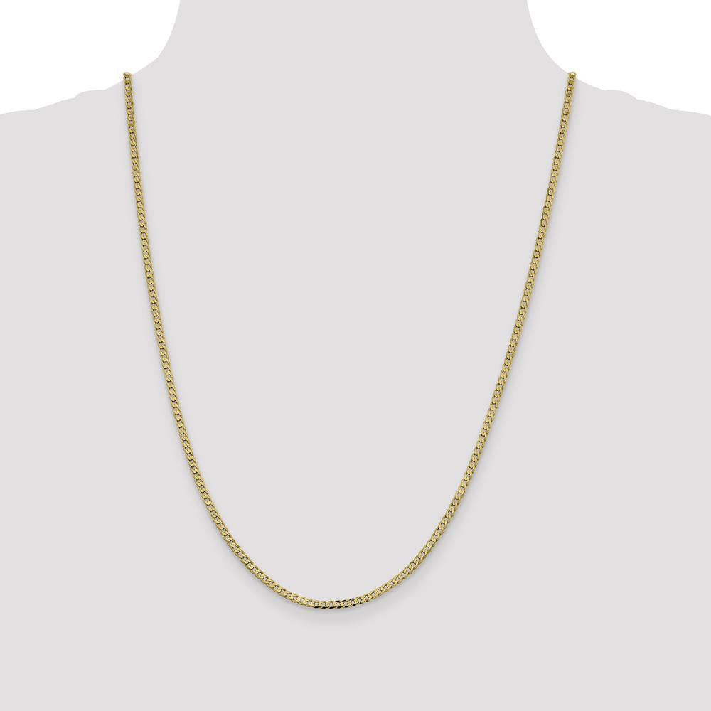 14K Yellow Gold 24-Inch 2.3mm Flat Beveled Curb Chain with Lobster Clasp by Oro Pregiato