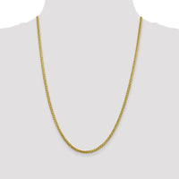 14K Yellow Gold 24-Inch 2.5mm Semi-Solid Diamond-Cut Wheat Chain Necklace with Lobster Clasp by Oro Pregiato