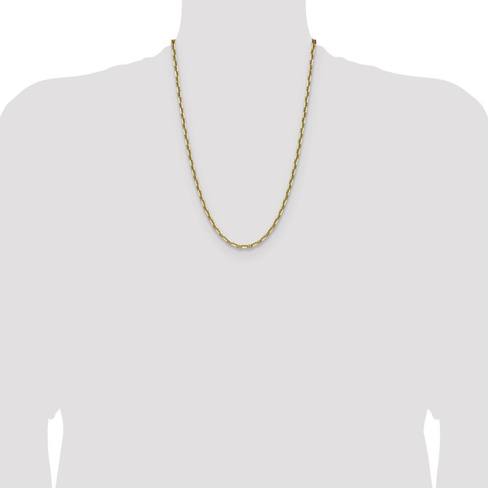 14K Yellow Gold 24 Inch 3.5mm Diamond-Cut Mariner Anchor Chain with Lobster Clasp by Oro Pregiato