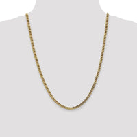14K Yellow Gold 24-Inch 3.7mm Semi-Solid Franco Chain with Fancy Lobster Clasp by Oro Pregiato
