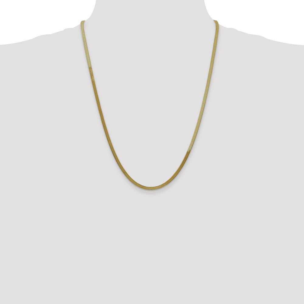 14K Yellow Gold 24-Inch 3mm Herringbone Chain Necklace with Lobster Clasp by 0