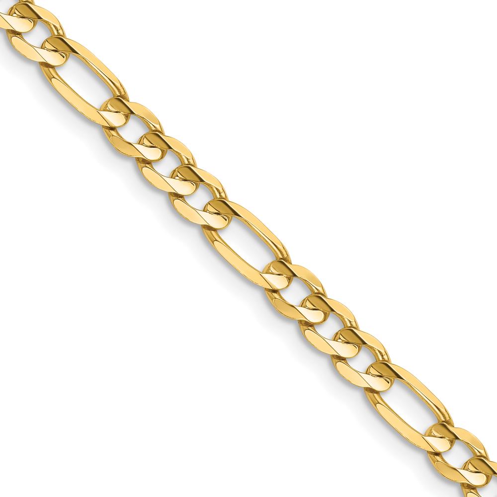 14K Yellow Gold 24-inch 4.5mm Concave Open Figaro Chain Necklace with Lobster Clasp by Oro Pregiato
