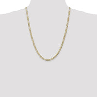 14K Yellow Gold 24-inch 4.5mm Concave Open Figaro Chain Necklace with Lobster Clasp by Oro Pregiato