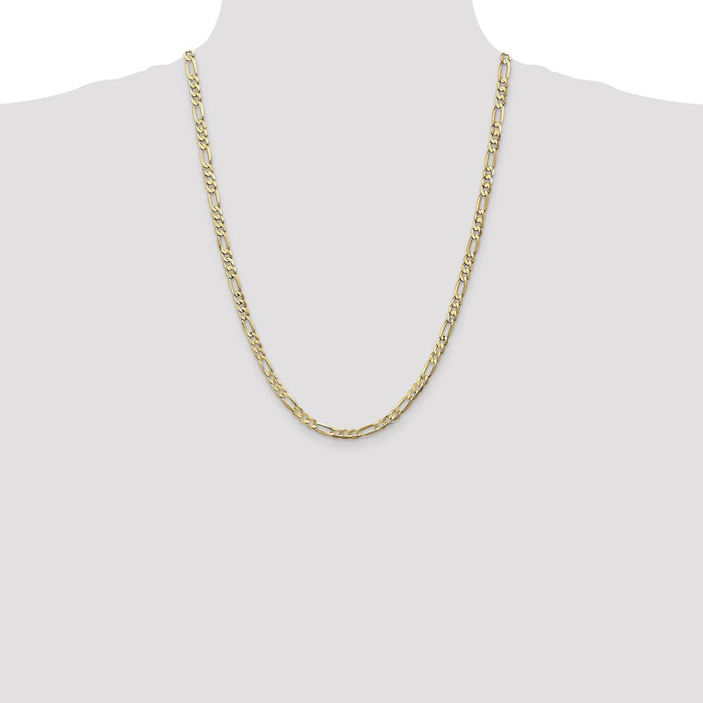 14K Yellow Gold 24-inch 4.5mm Concave Open Figaro Chain Necklace with Lobster Clasp by Oro Pregiato