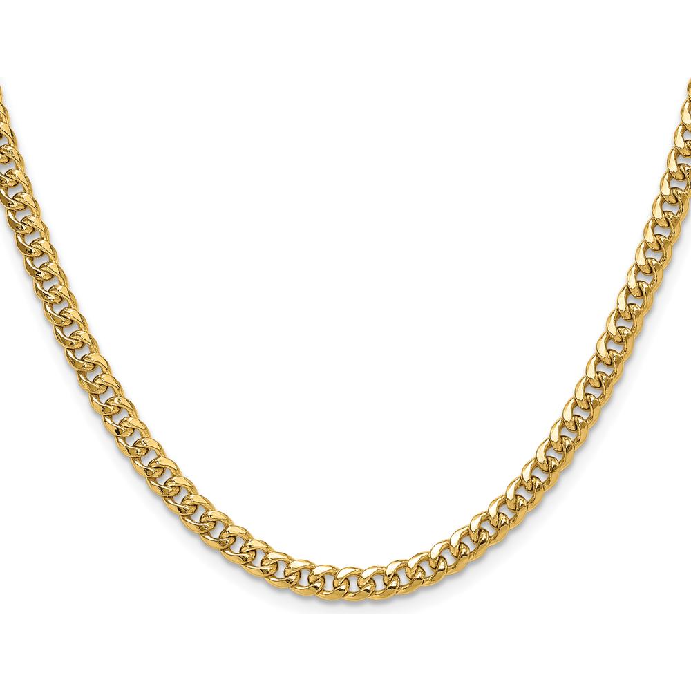 14K Yellow Gold 24-Inch 4.5mm Semi-Solid Miami Cuban Chain by Oro Pregiato