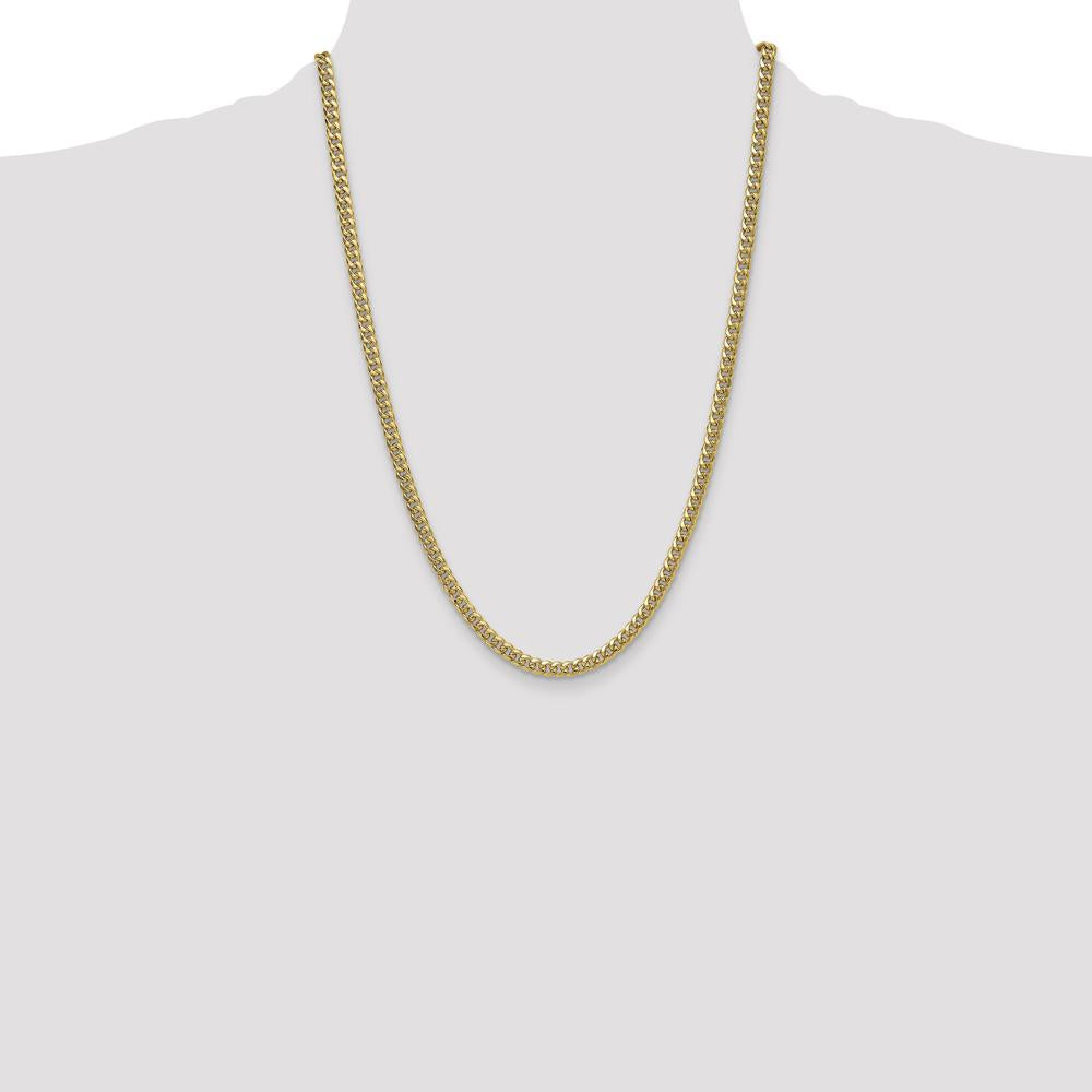 14K Yellow Gold 24-Inch 4.5mm Semi-Solid Miami Cuban Chain by Oro Pregiato