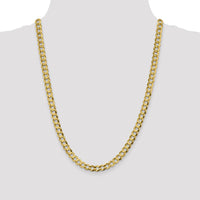 14K Yellow Gold 24-inch 7.2mm Flat Cuban Chain with Lobster Clasp by Oro Pregiato
