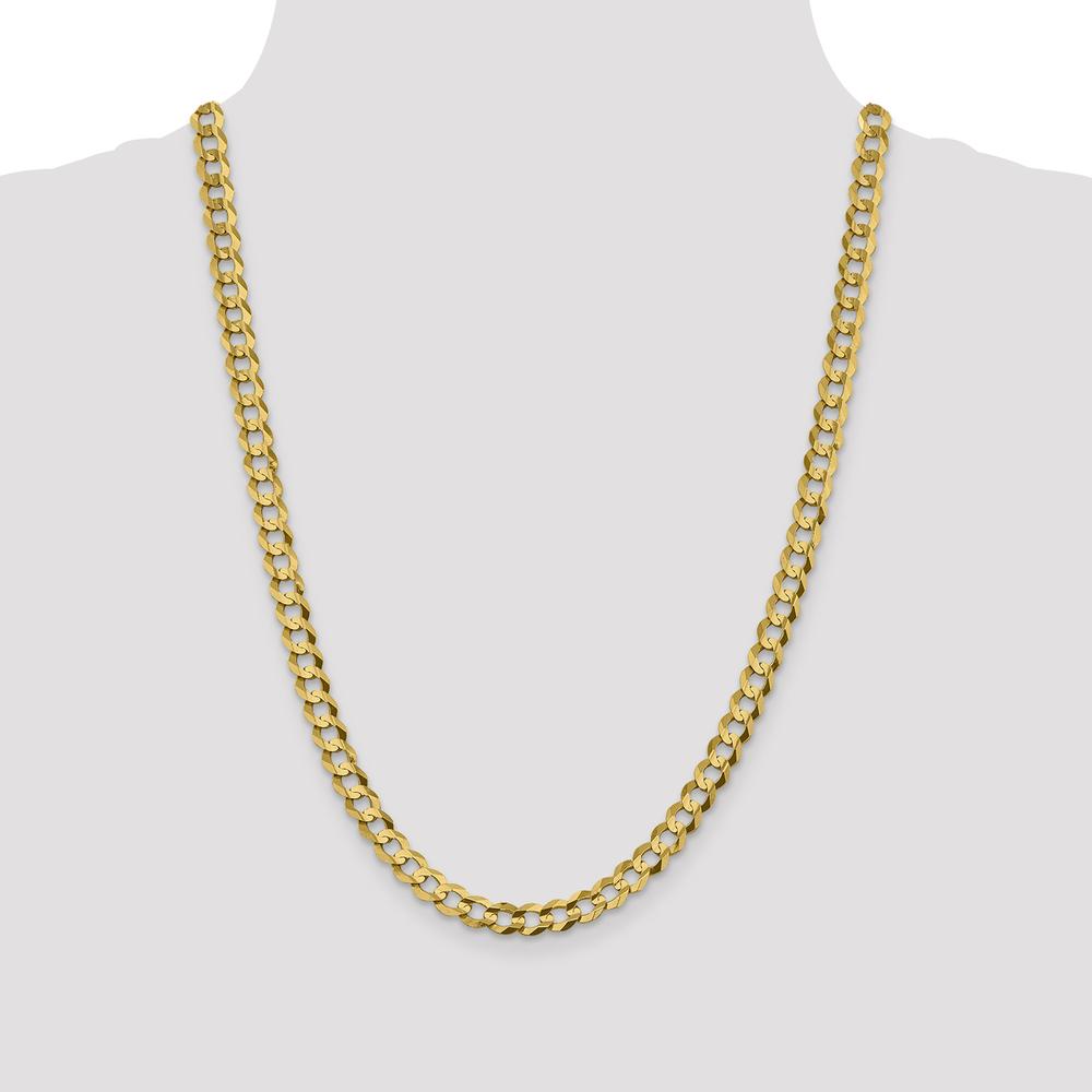 14K Yellow Gold 24-inch 7.2mm Flat Cuban Chain with Lobster Clasp by Oro Pregiato