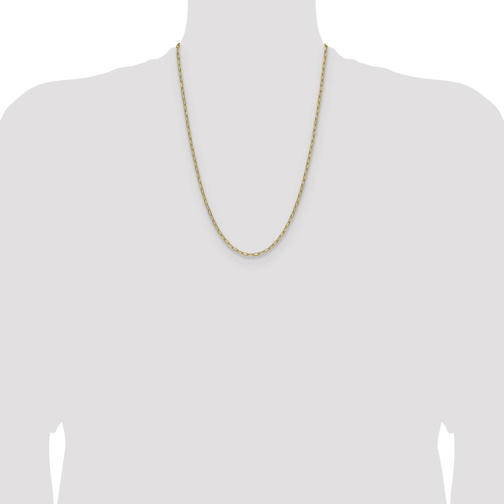 14K Yellow Gold 24-inch Beveled Paperclip Chain Necklace by Oro Pregiato