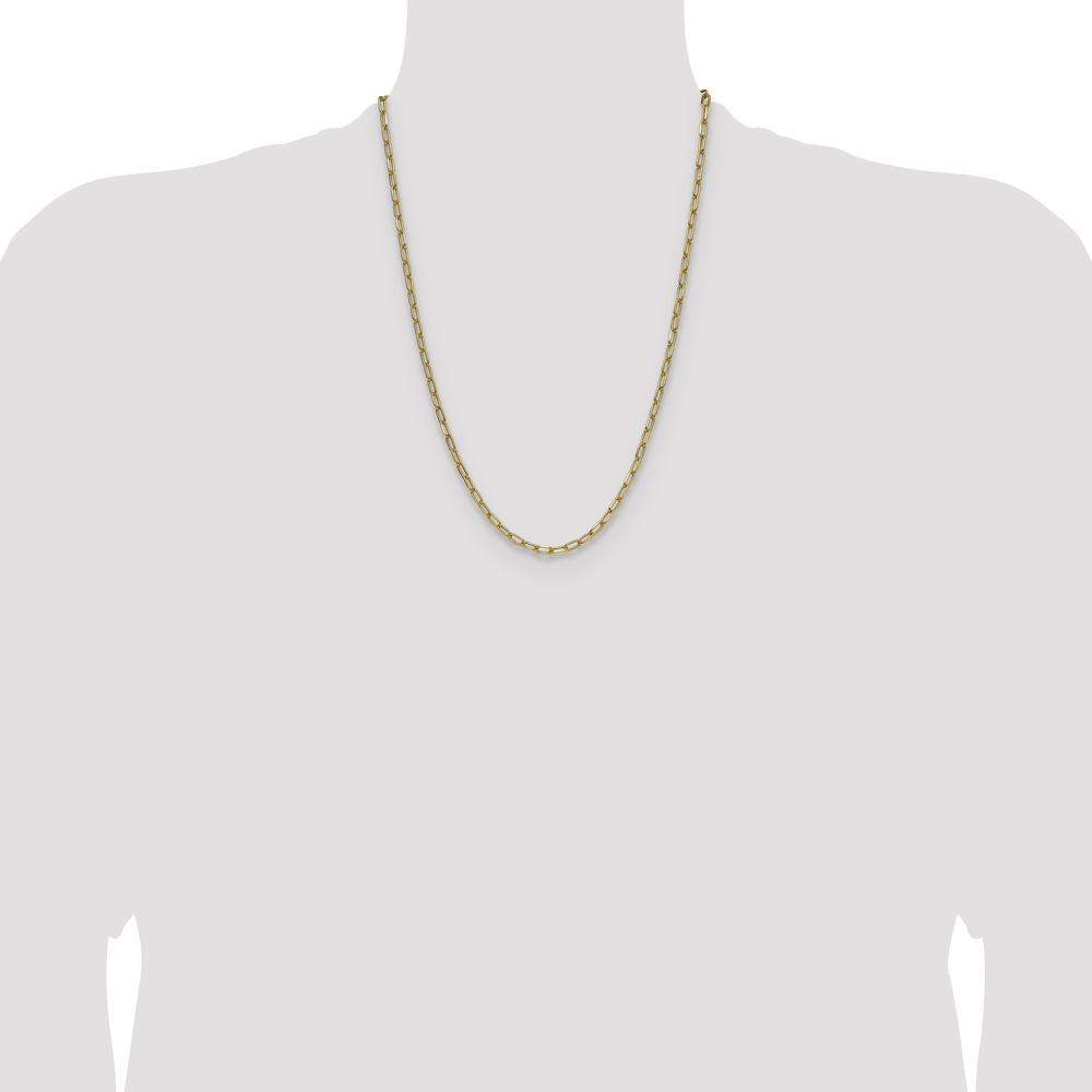 14K Yellow Gold 24-Inch Beveled Paperclip Chain Necklace - Polished Finish by Oro Pregiato
