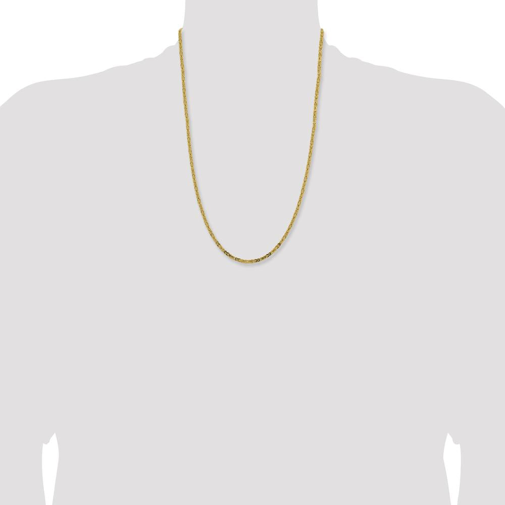 14K Yellow Gold 24-Inch Byzantine Chain Necklace - 2.5mm Width by Oro Pregiato