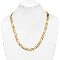 14K Yellow Gold 24-inch Concave Open Figaro Chain Necklace - 10mm Width by Oro Pregiato