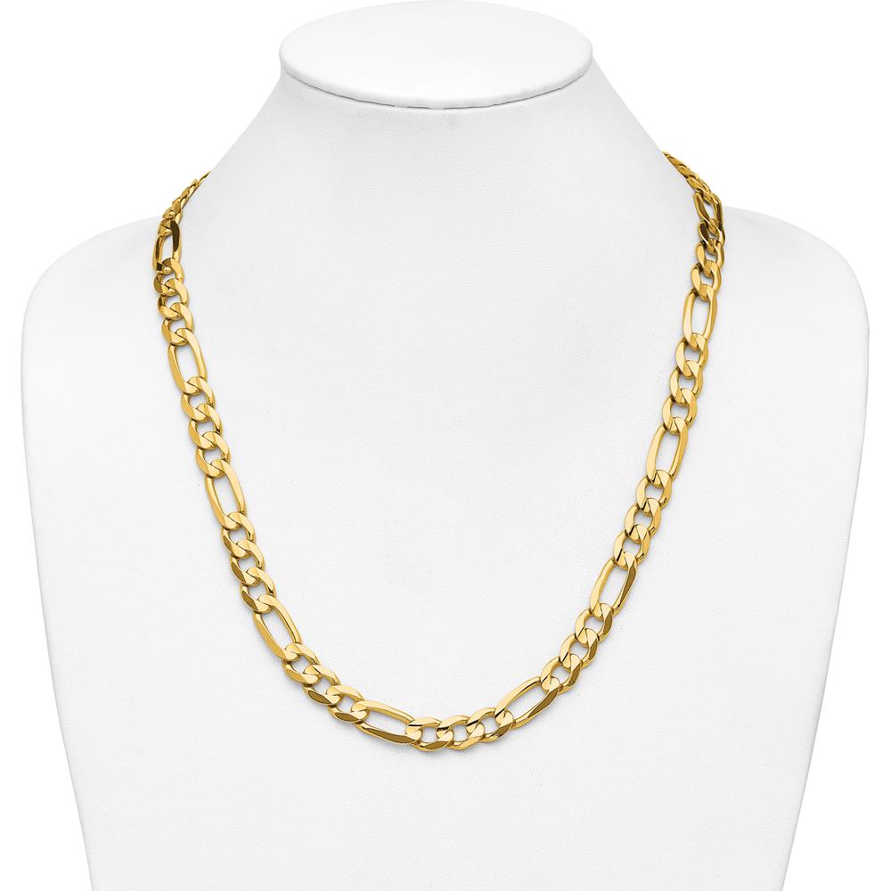 14K Yellow Gold 24-inch Concave Open Figaro Chain Necklace - 10mm Width by Oro Pregiato