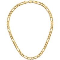 14K Yellow Gold 24-inch Concave Open Figaro Chain Necklace - 10mm Width by Oro Pregiato