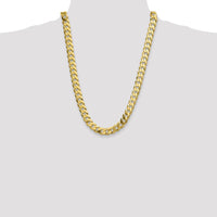 14K Yellow Gold 24-inch Flat Beveled Curb Chain - 12mm Width by Oro Pregiato