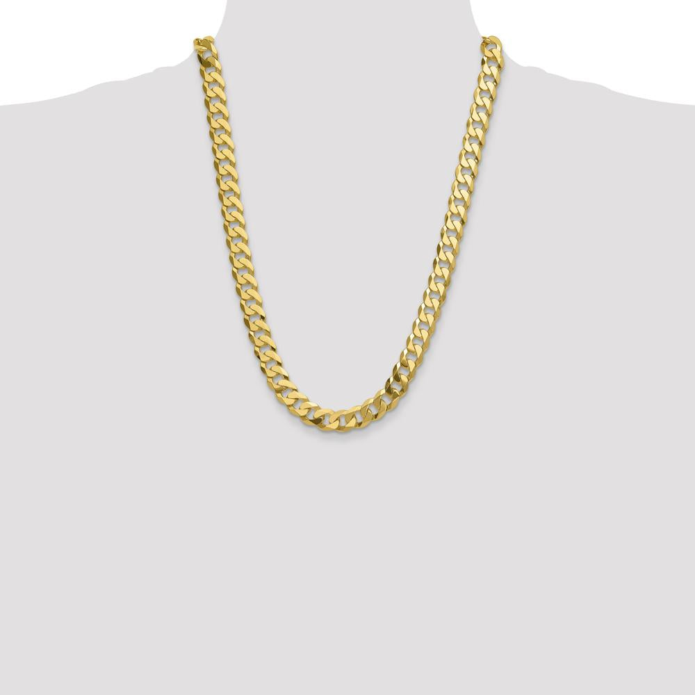 14K Yellow Gold 24-inch Flat Beveled Curb Chain - 12mm Width by Oro Pregiato