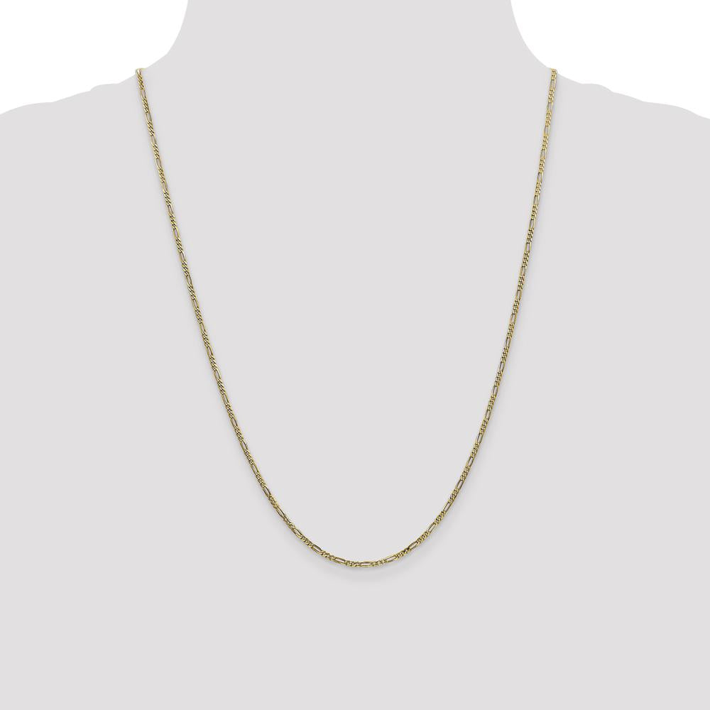 14K Yellow Gold 24-Inch Flat Figaro Chain with Polished Finish and Lobster Clasp by Oro Pregiato