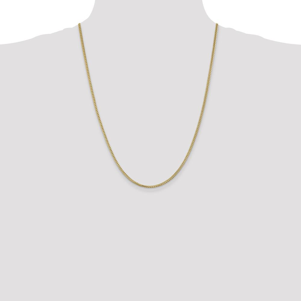 14K Yellow Gold 24-inch Franco Chain Necklace - 2mm Width with Lobster Clasp by Oro Pregiato