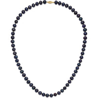 14K Yellow Gold 24-Inch Necklace with 75 Black Near-Round Freshwater Cultured Pearls by Monteluci Fine Jewelry
