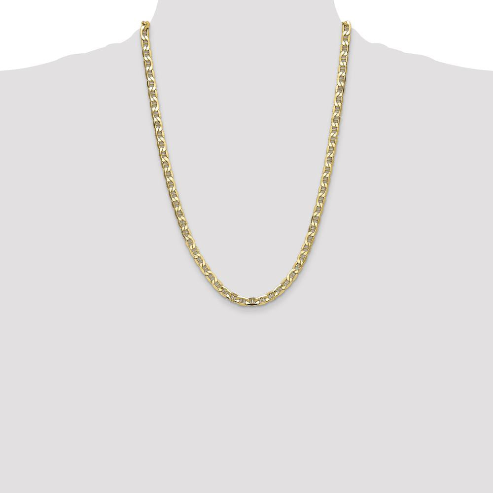 14K Yellow Gold 24-Inch Semi-Solid Anchor Chain - 6.25mm Width by Oro Pregiato
