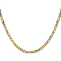14K Yellow Gold 24-Inch Semi-Solid Anchor Chain Necklace with Lobster Clasp by Oro Pregiato