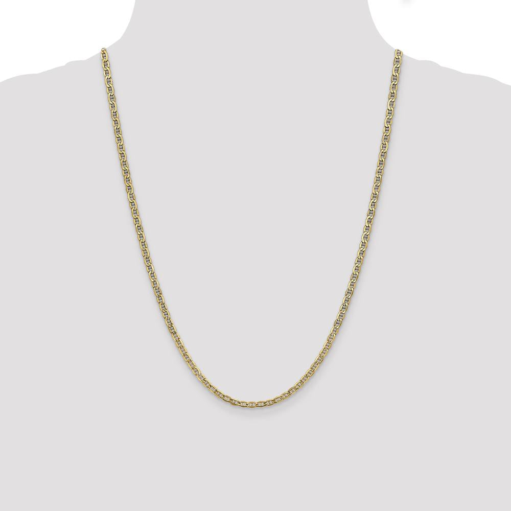 14K Yellow Gold 24-Inch Semi-Solid Anchor Chain Necklace with Lobster Clasp by Oro Pregiato
