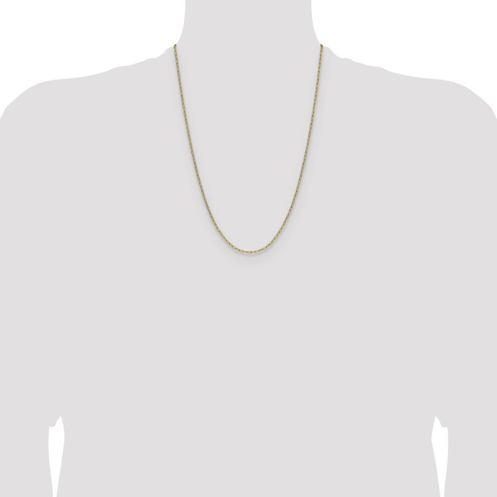 14K Yellow Gold 24-inch Semi-Solid Beveled Paperclip Chain Necklace by Oro Pregiato