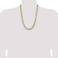 14K Yellow Gold 24-Inch Semi-Solid Figaro Chain Necklace by Oro Pregiato