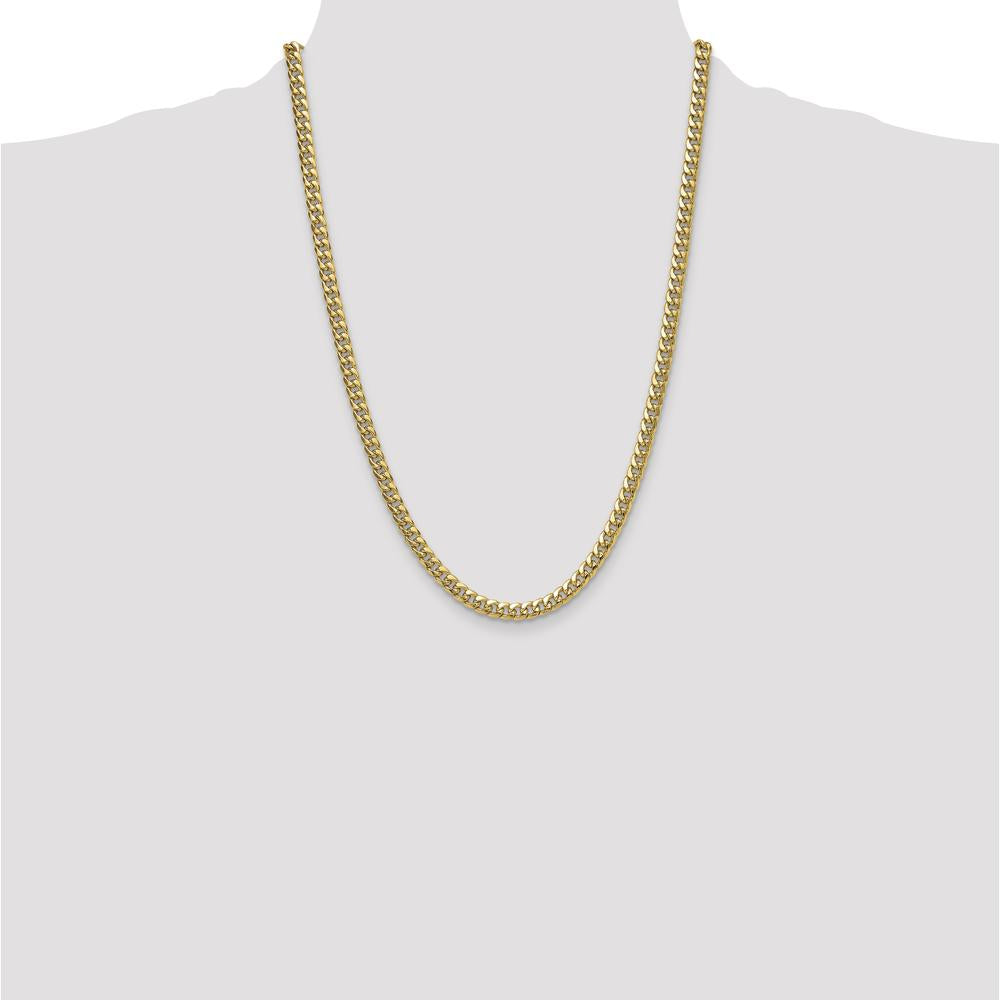 14K Yellow Gold 24-Inch Semi-Solid Miami Cuban Chain - 5.25mm Width by Oro Pregiato
