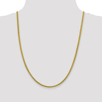 14K Yellow Gold 24-inch Wheat Chain Necklace with Lobster Clasp - 3.45mm Width by Oro Pregiato