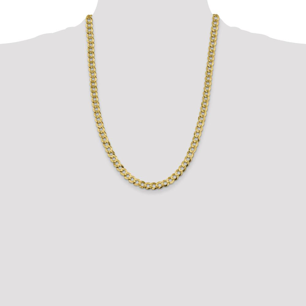 14K Yellow Gold 24" Lightweight Flat Cuban Chain - 8.3mm Width by Oro Pregiato