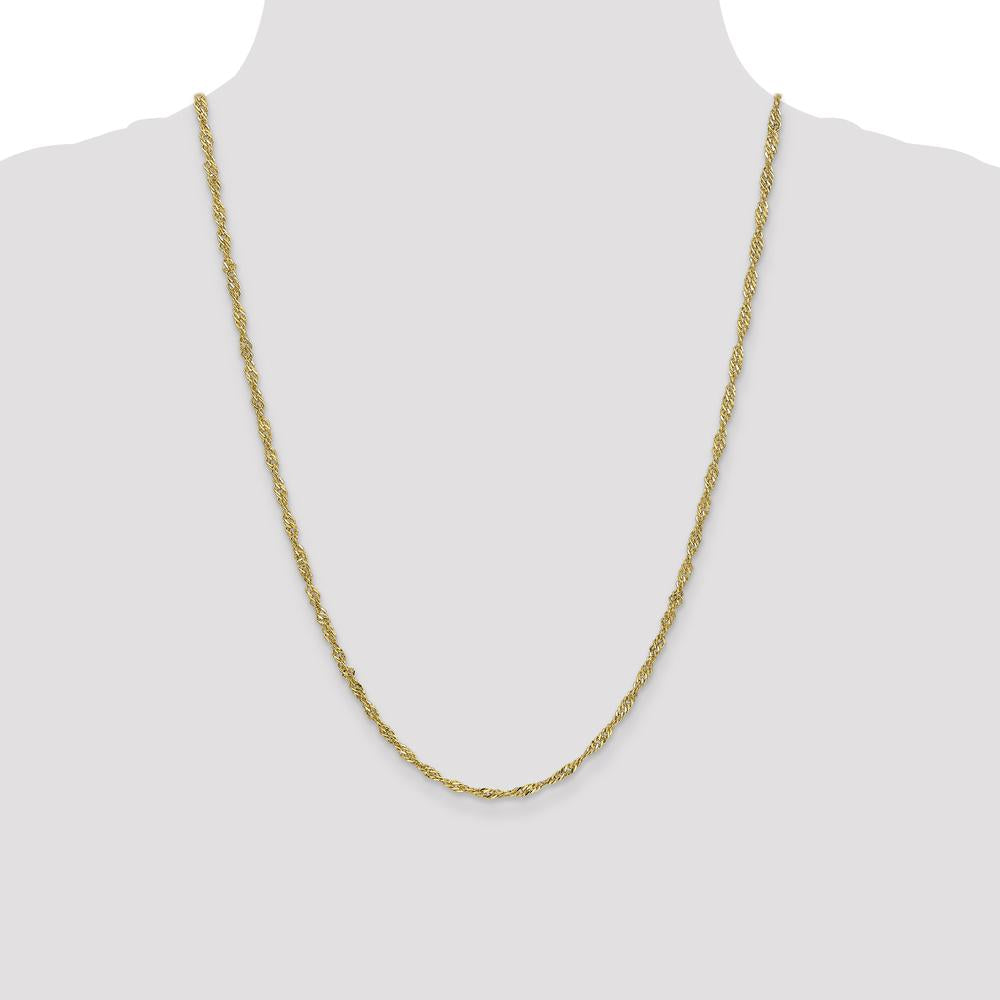 14K Yellow Gold 24" Lightweight Singapore Chain Necklace - 2.75mm Width by Oro Pregiato