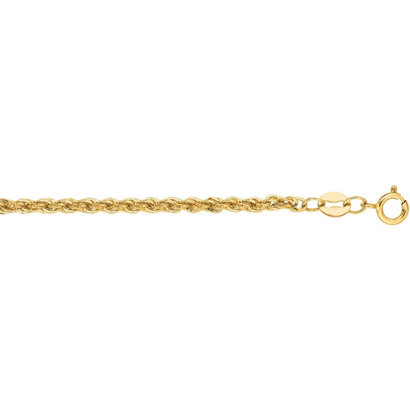 14K Yellow Gold 24" Lite Rope Chain Necklace - 2mm Width with Polished Finish by Orozza Fine Jewelry