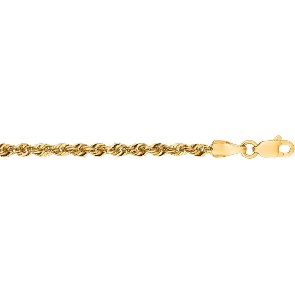 14K Yellow Gold 24" Lite Rope Chain with Lobster Lock - 2.7mm by Orozza Fine Jewelry
