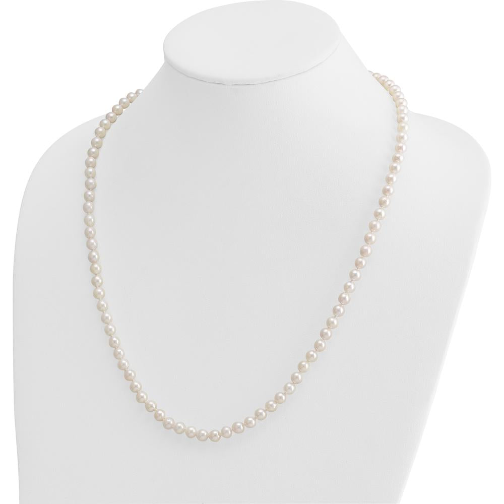 14K Yellow Gold 24" Necklace with 5-6mm Round Akoya Saltwater Cultured Pearls by Monteluci Fine Jewelry
