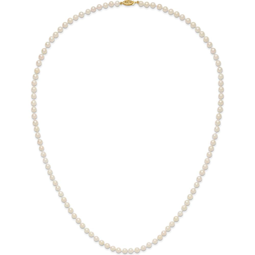 14K Yellow Gold 24" Necklace with 5-6mm White Akoya Cultured Pearls by Monteluci Fine Jewelry