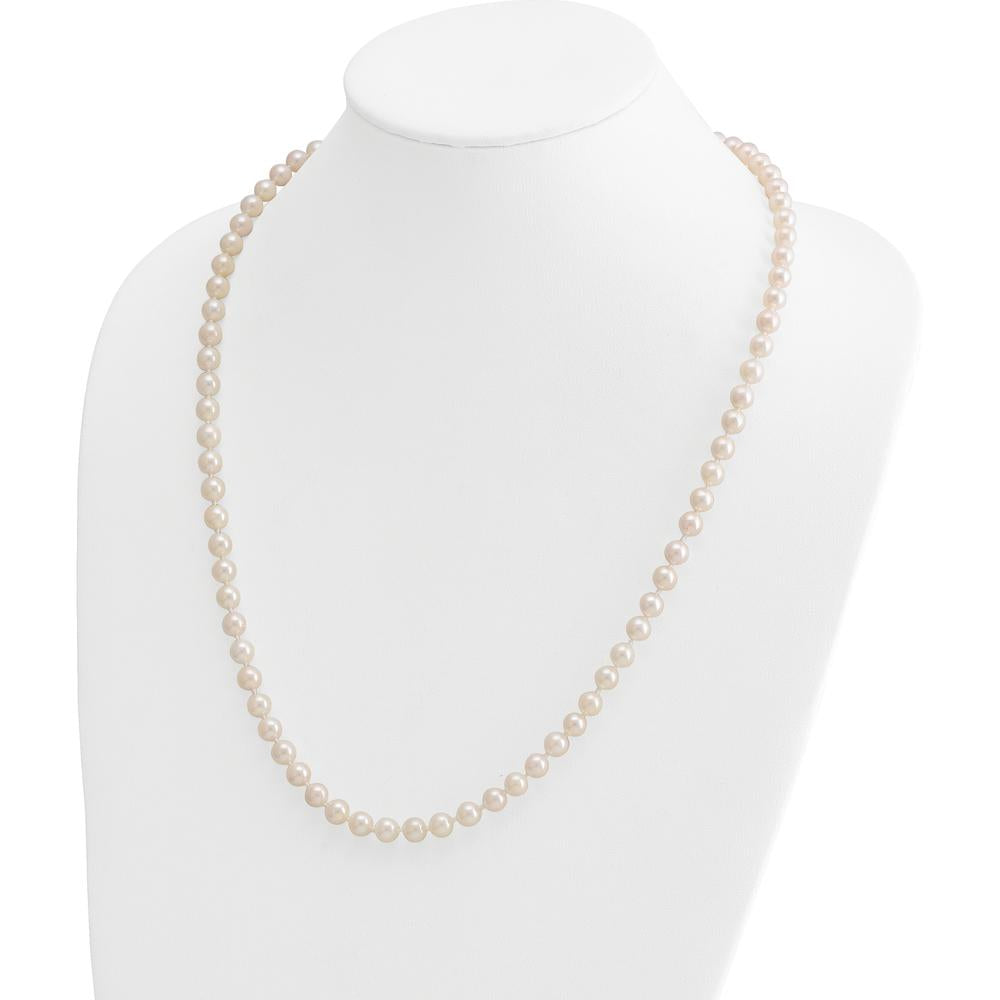 14K Yellow Gold 24" Necklace with 6-7mm White Akoya Cultured Pearls by Monteluci Fine Jewelry