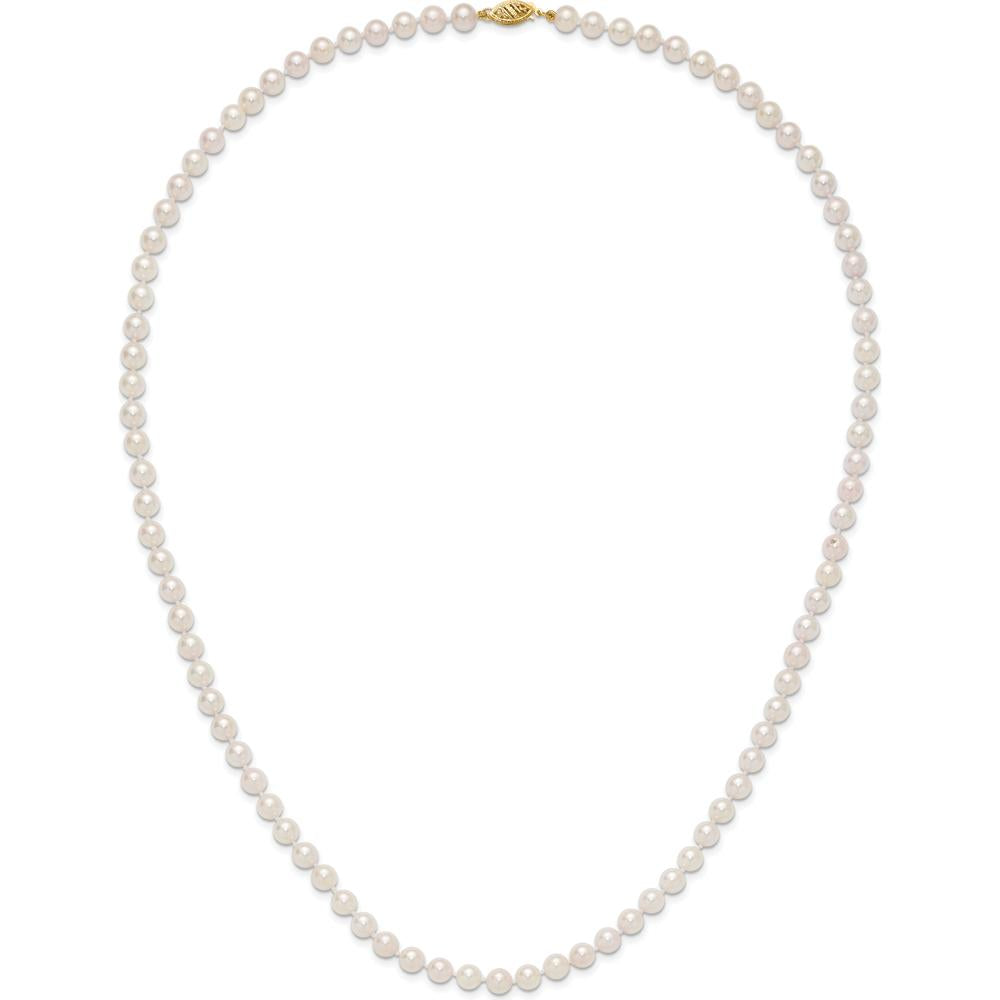 14K Yellow Gold 24" Necklace with 6-7mm White Akoya Cultured Pearls by Monteluci Fine Jewelry