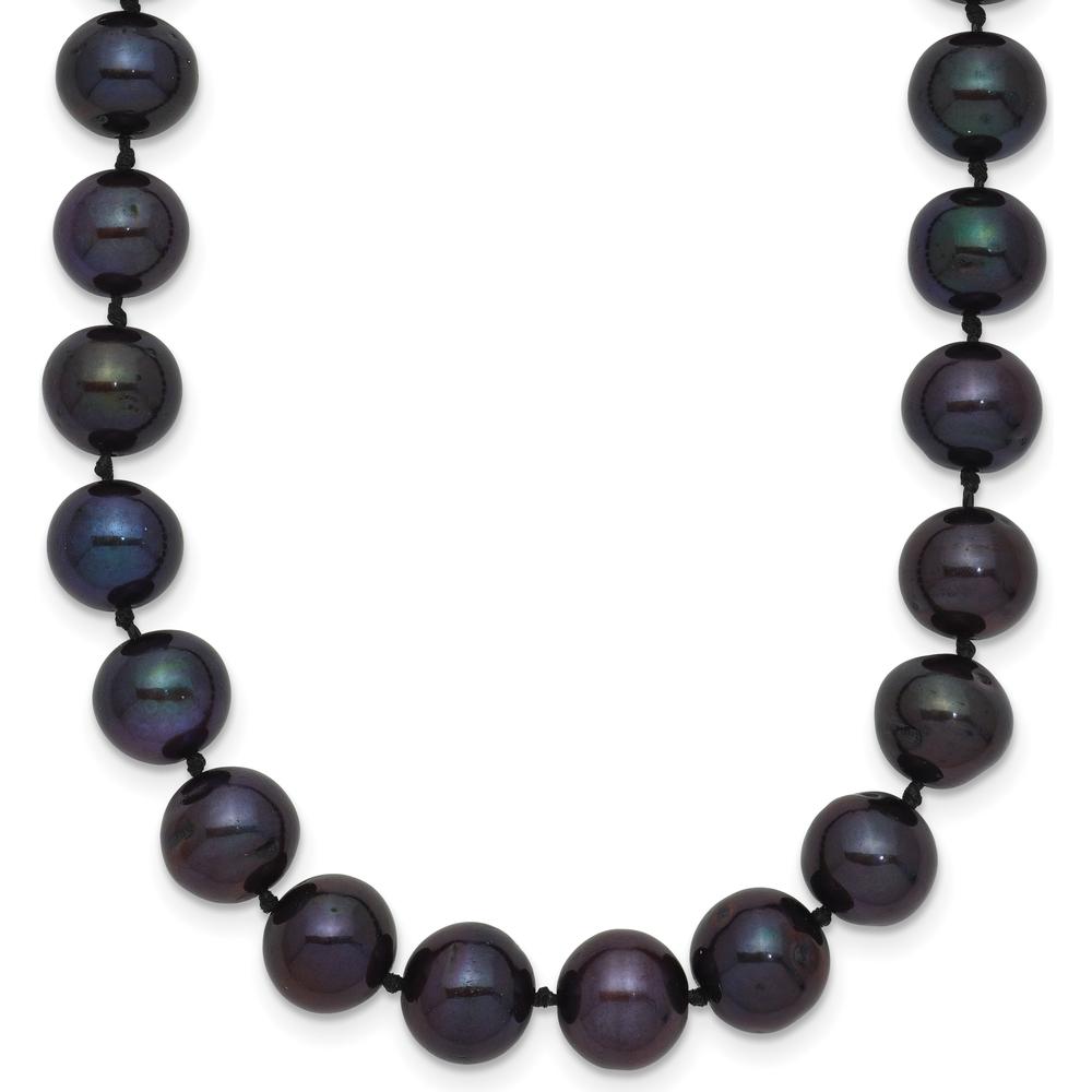 14K Yellow Gold 24" Necklace with 7-8mm Black Freshwater Cultured Pearls - 84 Pearls by Monteluci Fine Jewelry