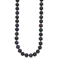 14K Yellow Gold 24" Necklace with 7-8mm Black Freshwater Cultured Pearls - 84 Pearls by Monteluci Fine Jewelry