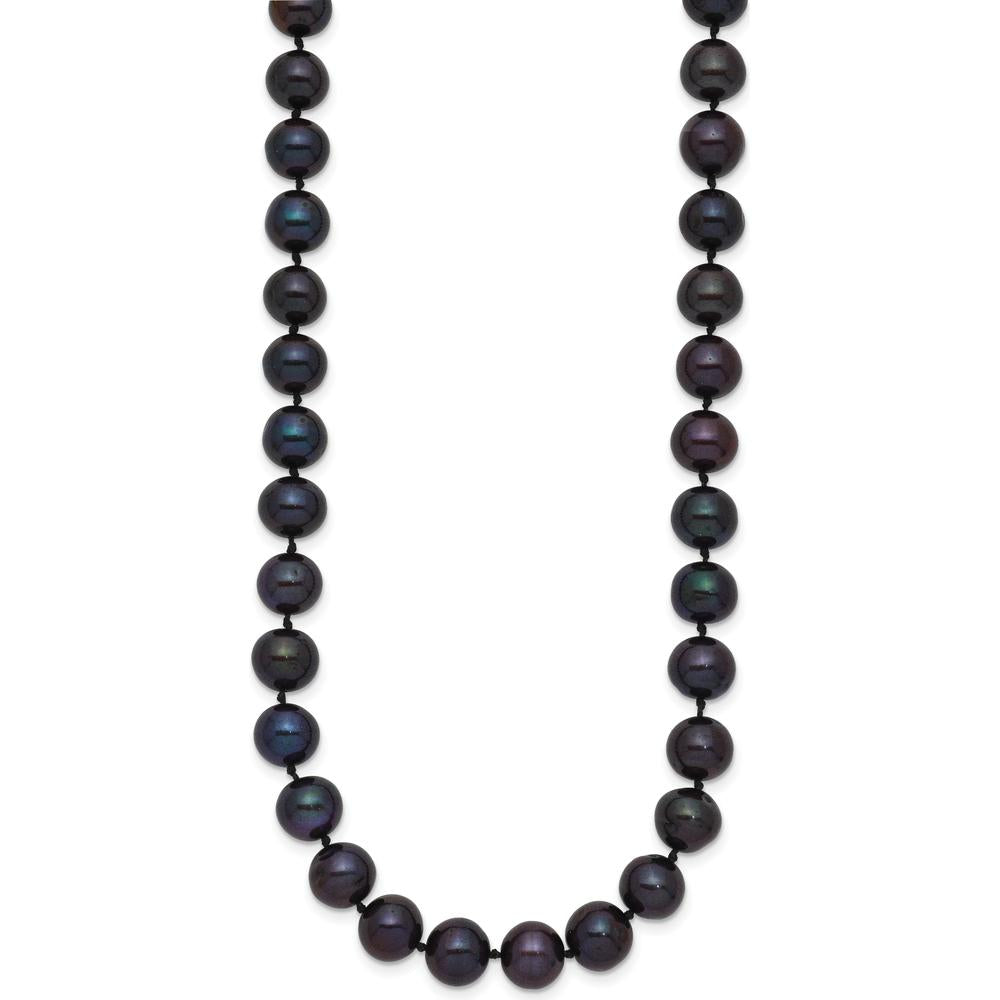 14K Yellow Gold 24" Necklace with 7-8mm Black Freshwater Cultured Pearls - 84 Pearls by Monteluci Fine Jewelry