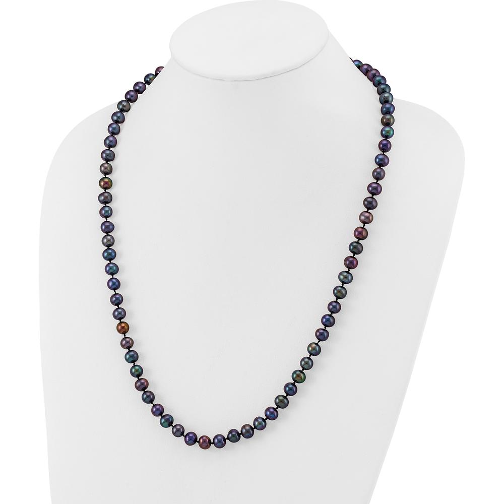 14K Yellow Gold 24" Necklace with 7-8mm Black Freshwater Cultured Pearls - 84 Pearls by Monteluci Fine Jewelry