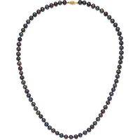 14K Yellow Gold 24" Necklace with 7-8mm Black Freshwater Cultured Pearls - 84 Pearls by Monteluci Fine Jewelry