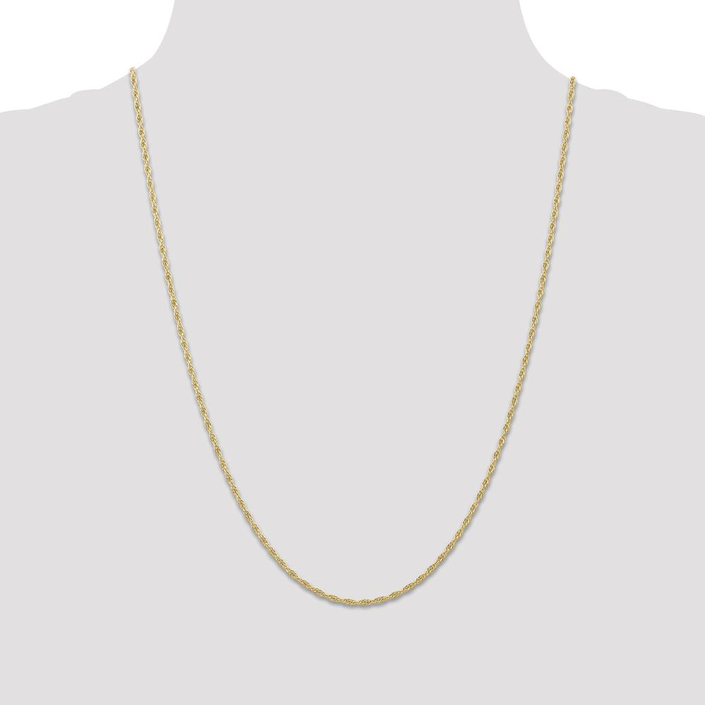 14K Yellow Gold 24" Polished Cable Rope Chain with Spring Ring Clasp - 1.55mm Width