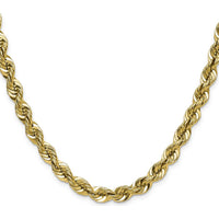 14K Yellow Gold 24" Polished Rope Chain Necklace - 7.5mm Width