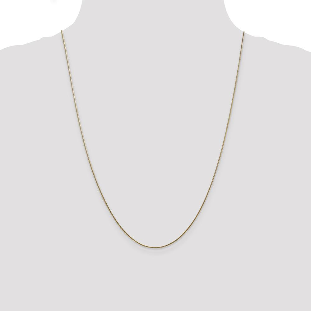 14K Yellow Gold 24" Polished Round Snake Chain Necklace - 0.8mm Width by 0