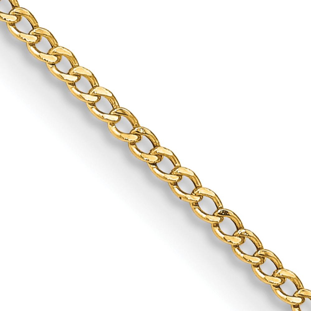 14K Yellow Gold 24" Polished Semi-Solid Curb Chain Necklace - 1.85mm Width by Oro Pregiato