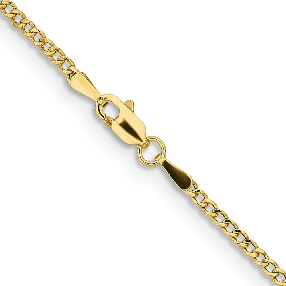 14K Yellow Gold 24" Polished Semi-Solid Curb Chain Necklace - 1.85mm Width by Oro Pregiato