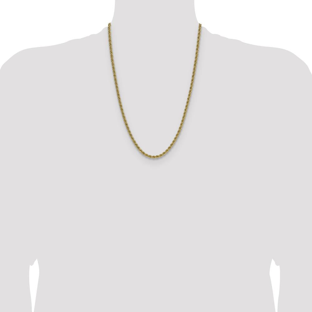14K Yellow Gold 24" Regular Rope Chain Necklace - 4.2mm Width